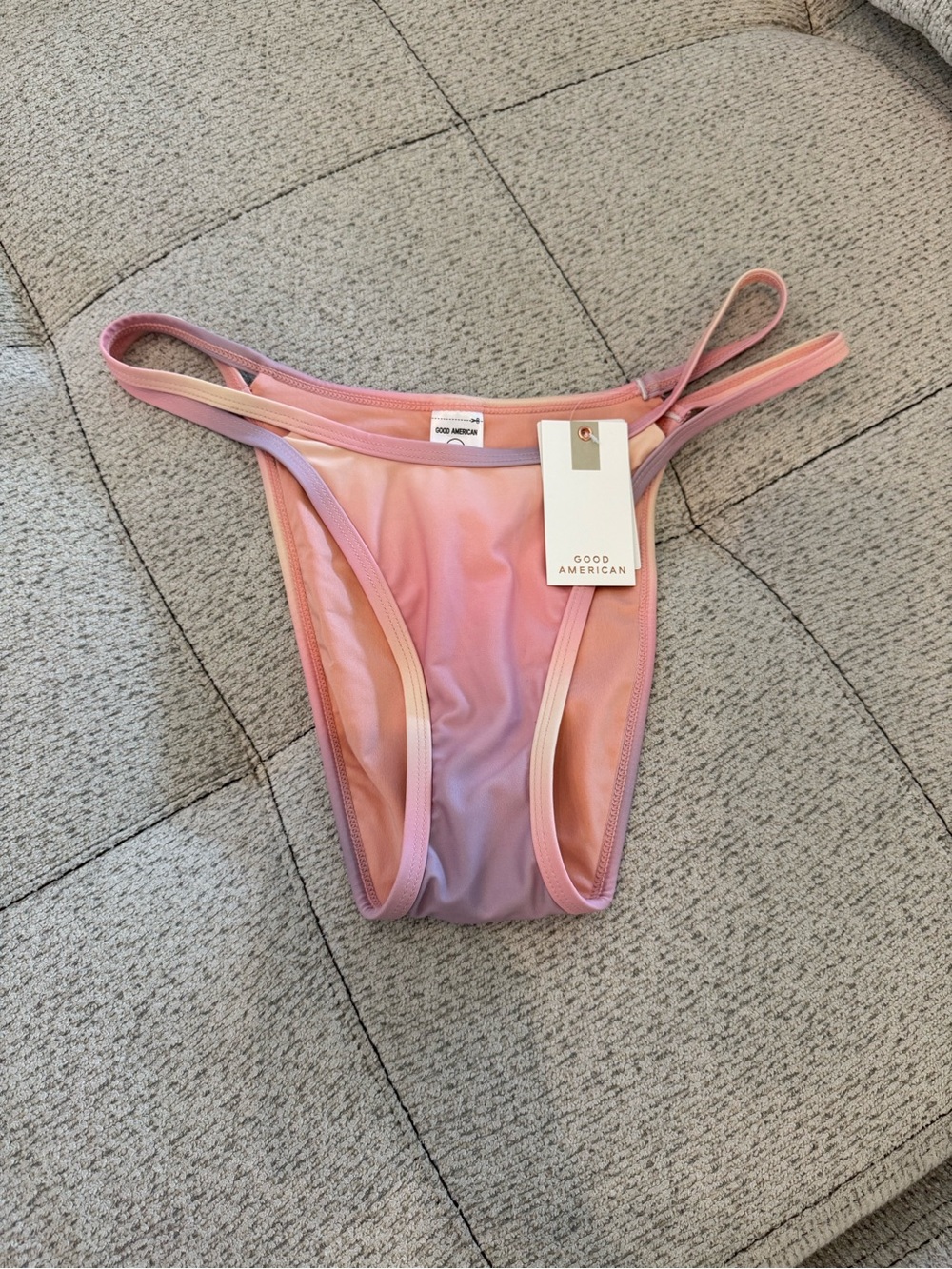 Good American Pink Lavender Ombre Strappy Bikini Bottom